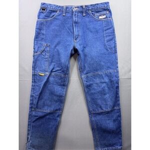 Diamond Gusset Mens Kevlar Reinforced Double Knee Work Jeans Blue 40x34 USA